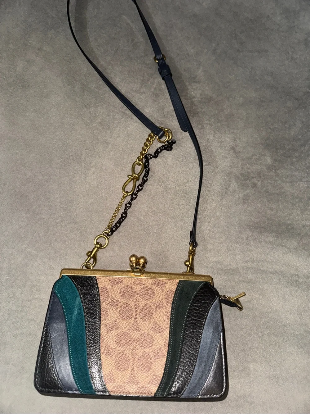 Coach Colorblock Signature Crossbody in Brown, Black and Green